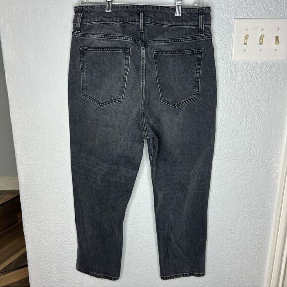 Topshop Mom Jeans Washed Black High Rise Straight Relaxed Denim Jeans Sz 34X30 - Picture 3 of 12